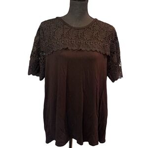 Adrianna Papell Black Lace Blouse